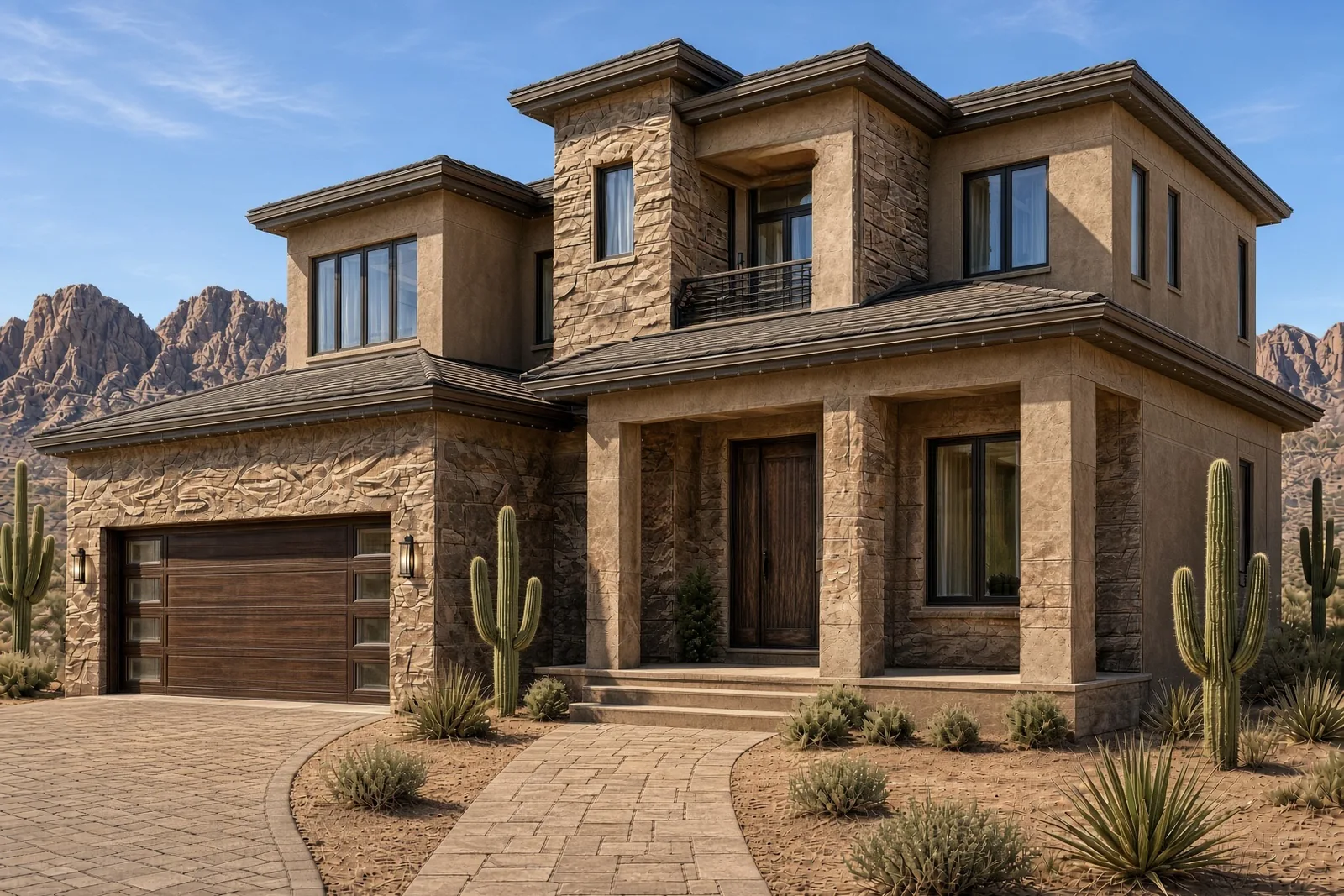 A Las Vegas home in daylight before the permanent lighting is switched on